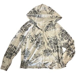 Maurices Gray Black Floral Zip Up Hooded Sweater Women's size XXL